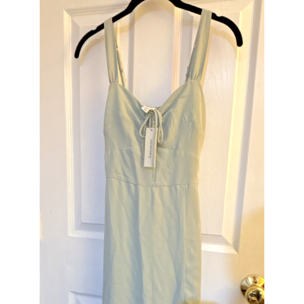 NWT Francesca's Mint Green Midi Dress XS Tie Front Smocked Back Sleeveless